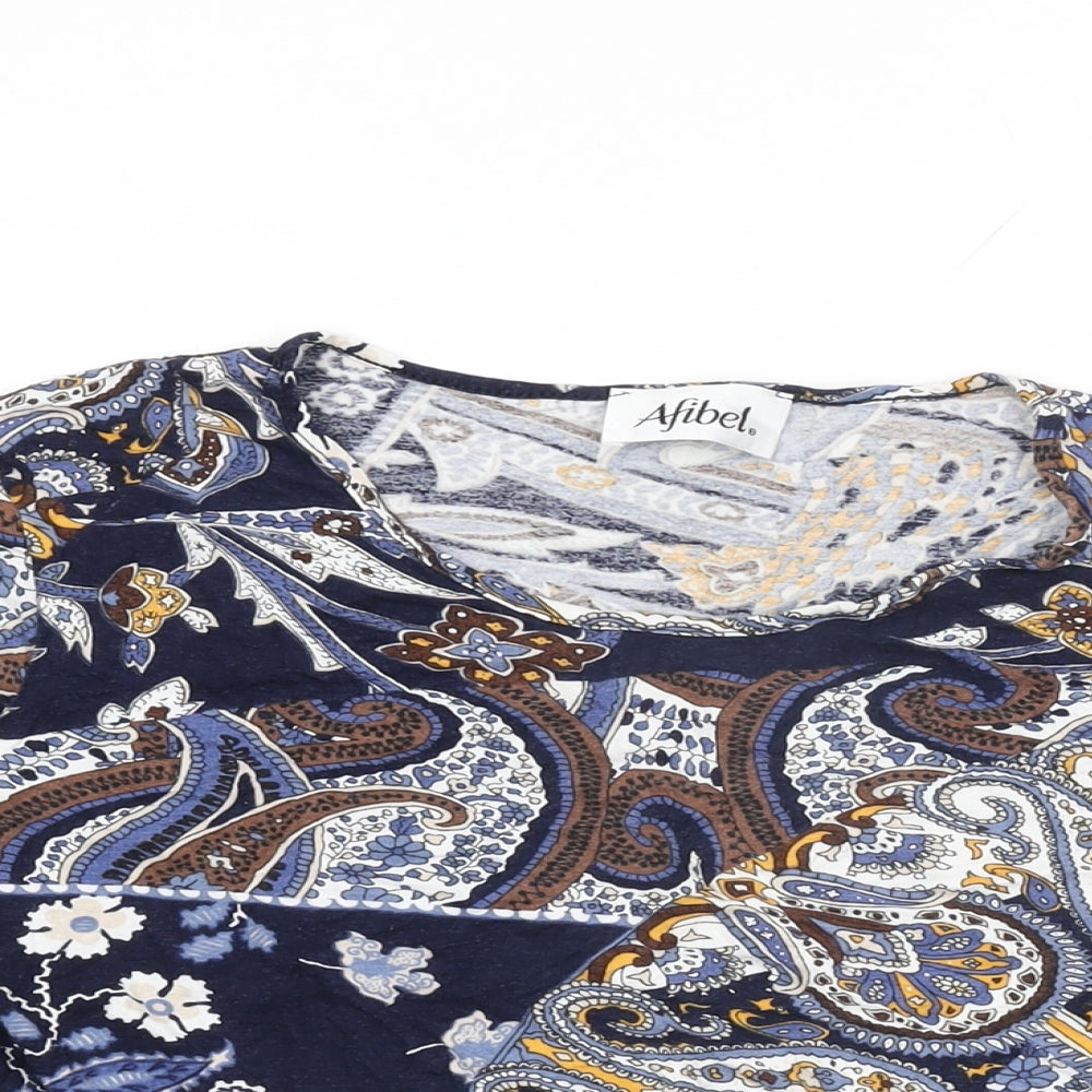 Womens UK Size 10 Afibel Blue Basic T-Shirt