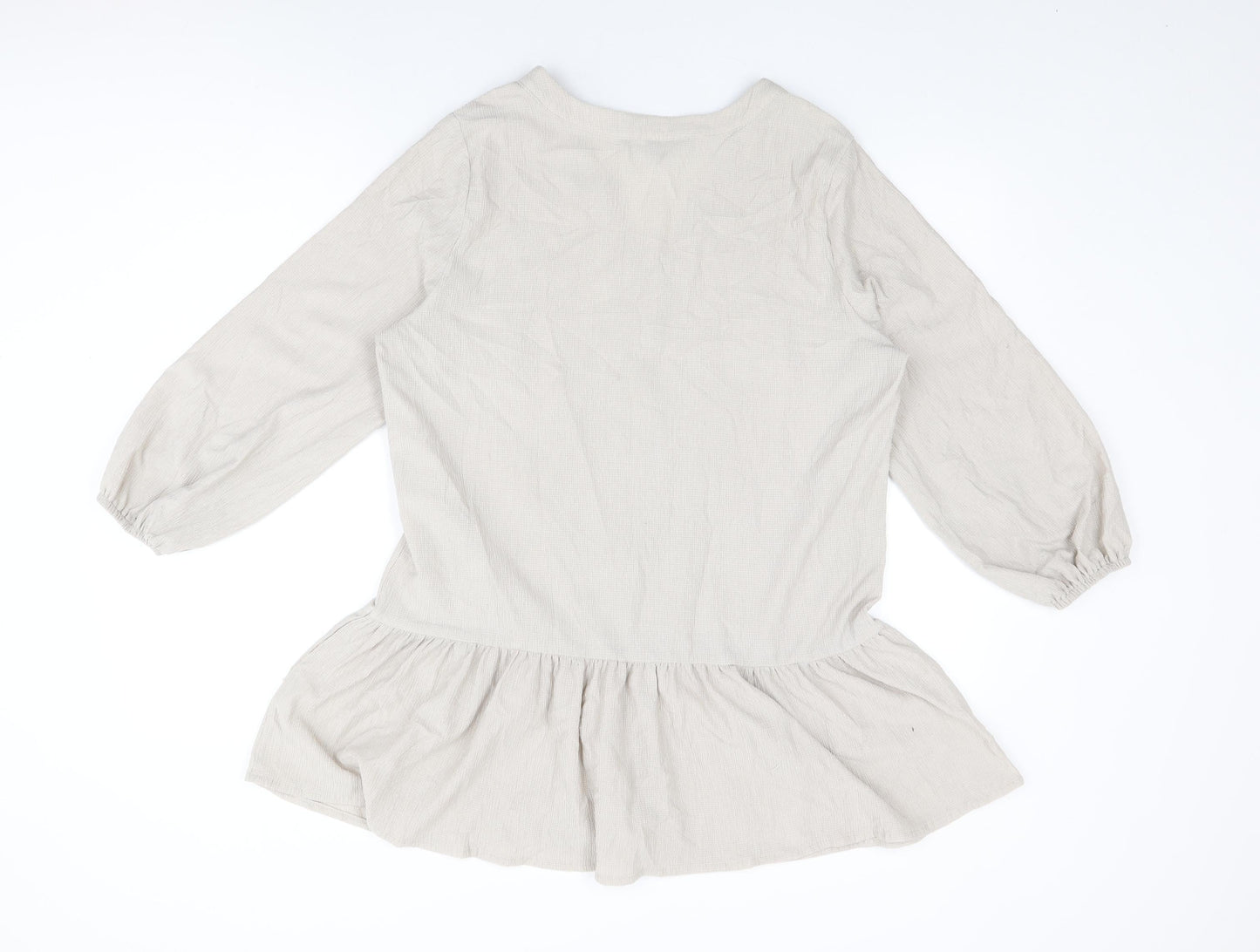 Bonmarché Womens Beige Polyester Basic Button-Up Size 12 V-Neck