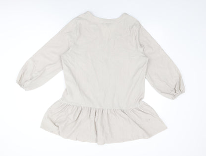 Bonmarché Womens Beige Polyester Basic Button-Up Size 12 V-Neck