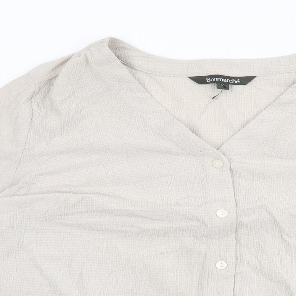 Bonmarché Womens Beige Polyester Basic Button-Up Size 12 V-Neck