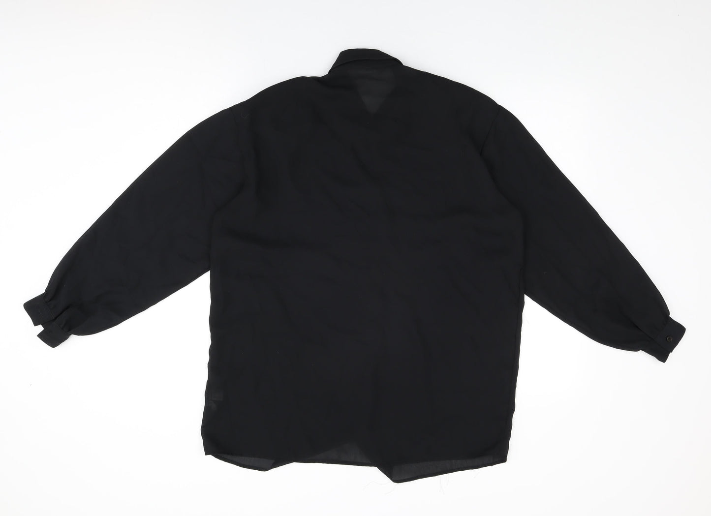 Elsie Whiteley Womens Black Polyester Basic Button-Up Size 12 Collared