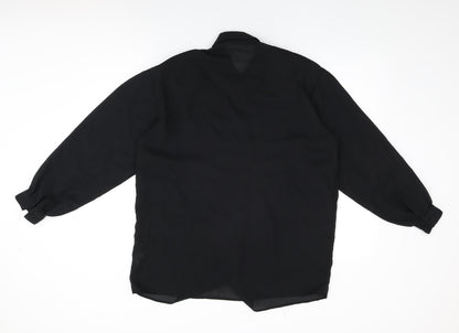 Elsie Whiteley Womens Black Polyester Basic Button-Up Size 12 Collared