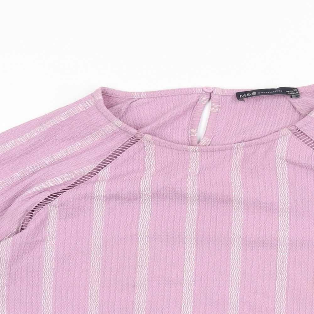 Womens UK Size 12 Marks and Spencer Purple Basic T-Shirt