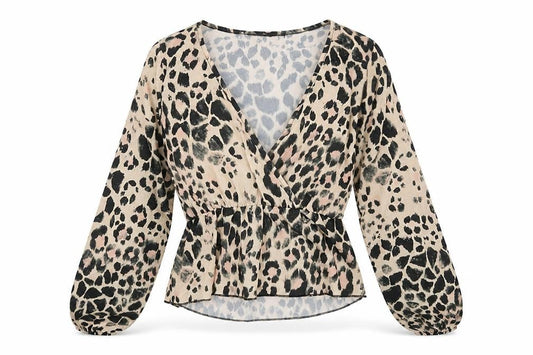 Womens UK Size 8 Boohoo Beige Wrap Blouse