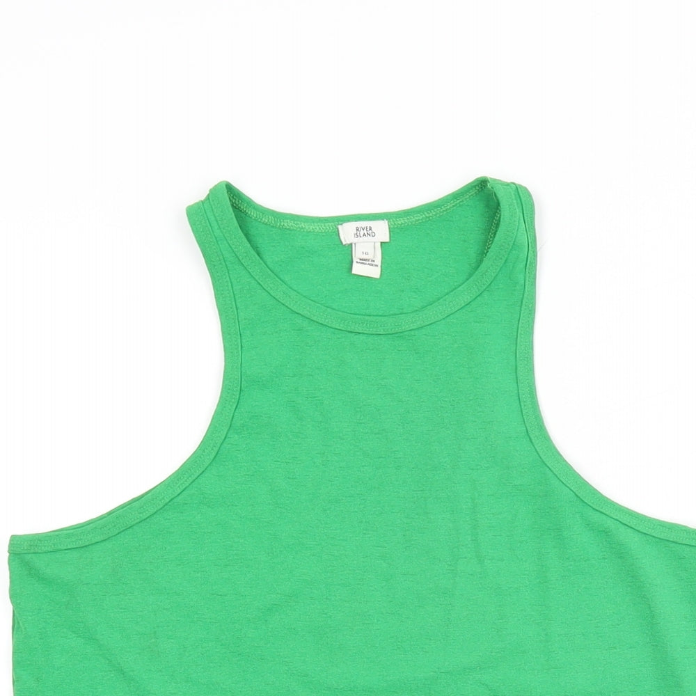 Womens UK Size 16 River Island Green Basic Tank