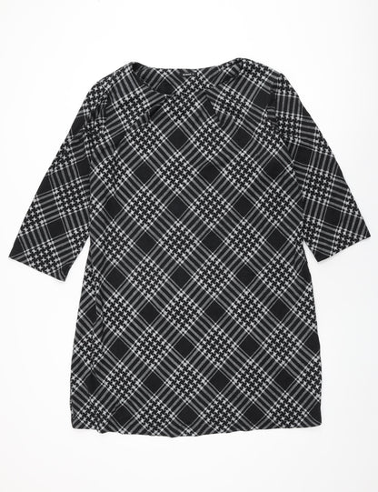 Roman Womens Black Geometric Polyester Shift Size 18 Round Neck Pullover