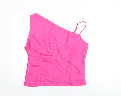 Nasty Gal Womens Pink Polyester Basic T-Shirt Size 20 One Shoulder