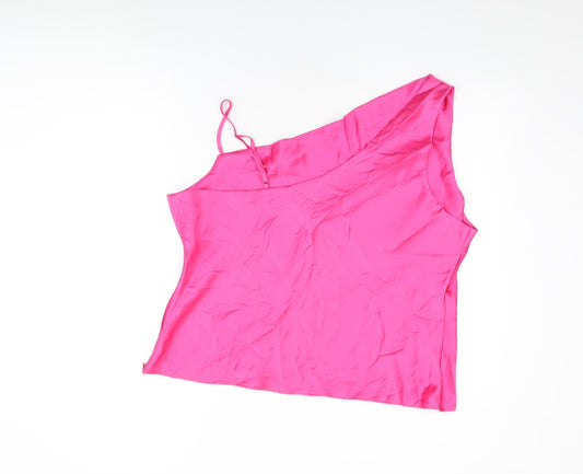 Nasty Gal Womens Pink Polyester Basic T-Shirt Size 20 One Shoulder