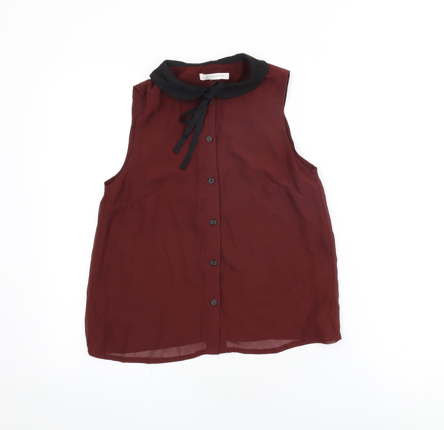 Glamorous Womens Red Polyester Basic Button-Up Size 8 Collared