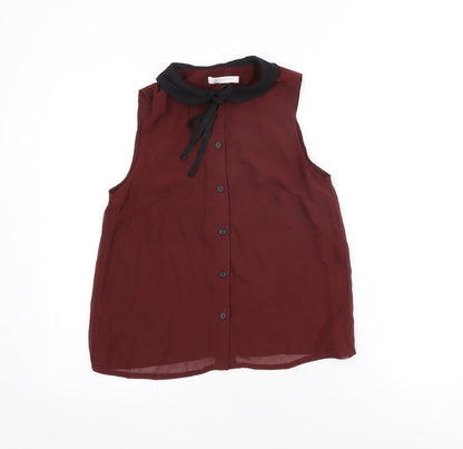 Glamorous Womens Red Polyester Basic Button-Up Size 8 Collared