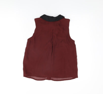 Glamorous Womens Red Polyester Basic Button-Up Size 8 Collared