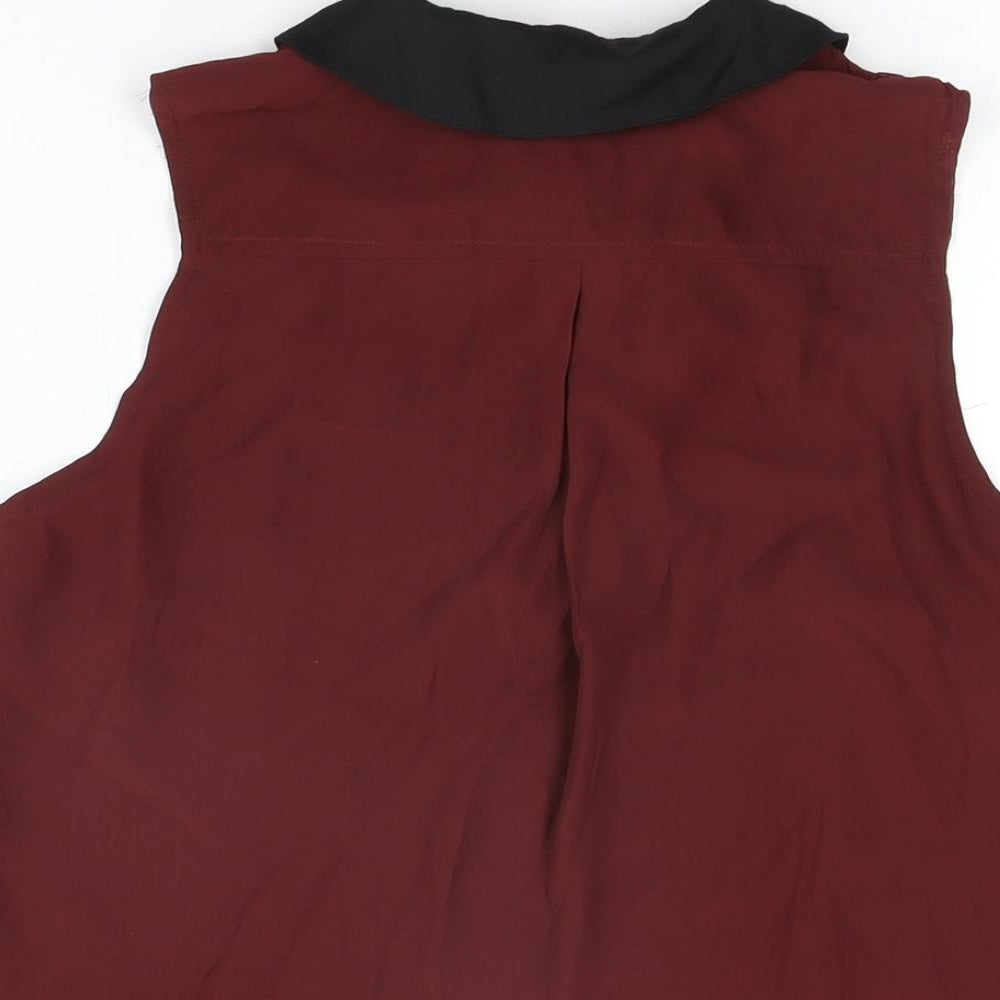 Glamorous Womens Red Polyester Basic Button-Up Size 8 Collared