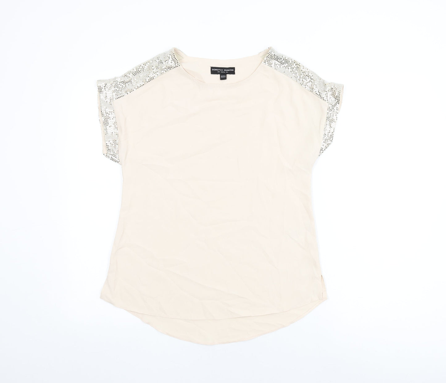 Womens UK Size 8 Dorothy Perkins Beige Basic T-Shirt