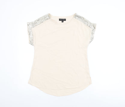 Womens UK Size 8 Dorothy Perkins Beige Basic T-Shirt