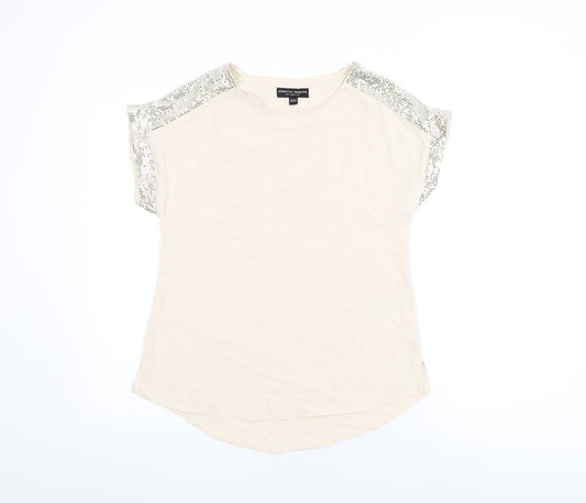 Womens UK Size 8 Dorothy Perkins Beige Basic T-Shirt