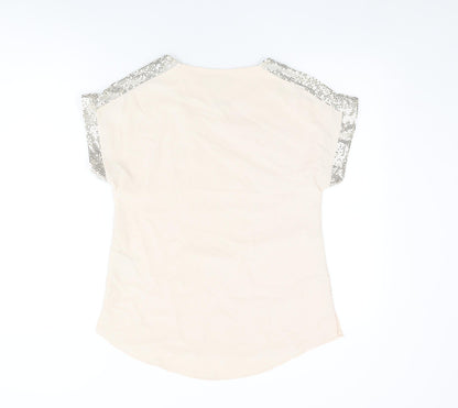 Womens UK Size 8 Dorothy Perkins Beige Basic T-Shirt