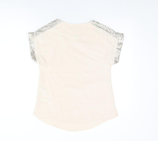 Womens UK Size 8 Dorothy Perkins Beige Basic T-Shirt