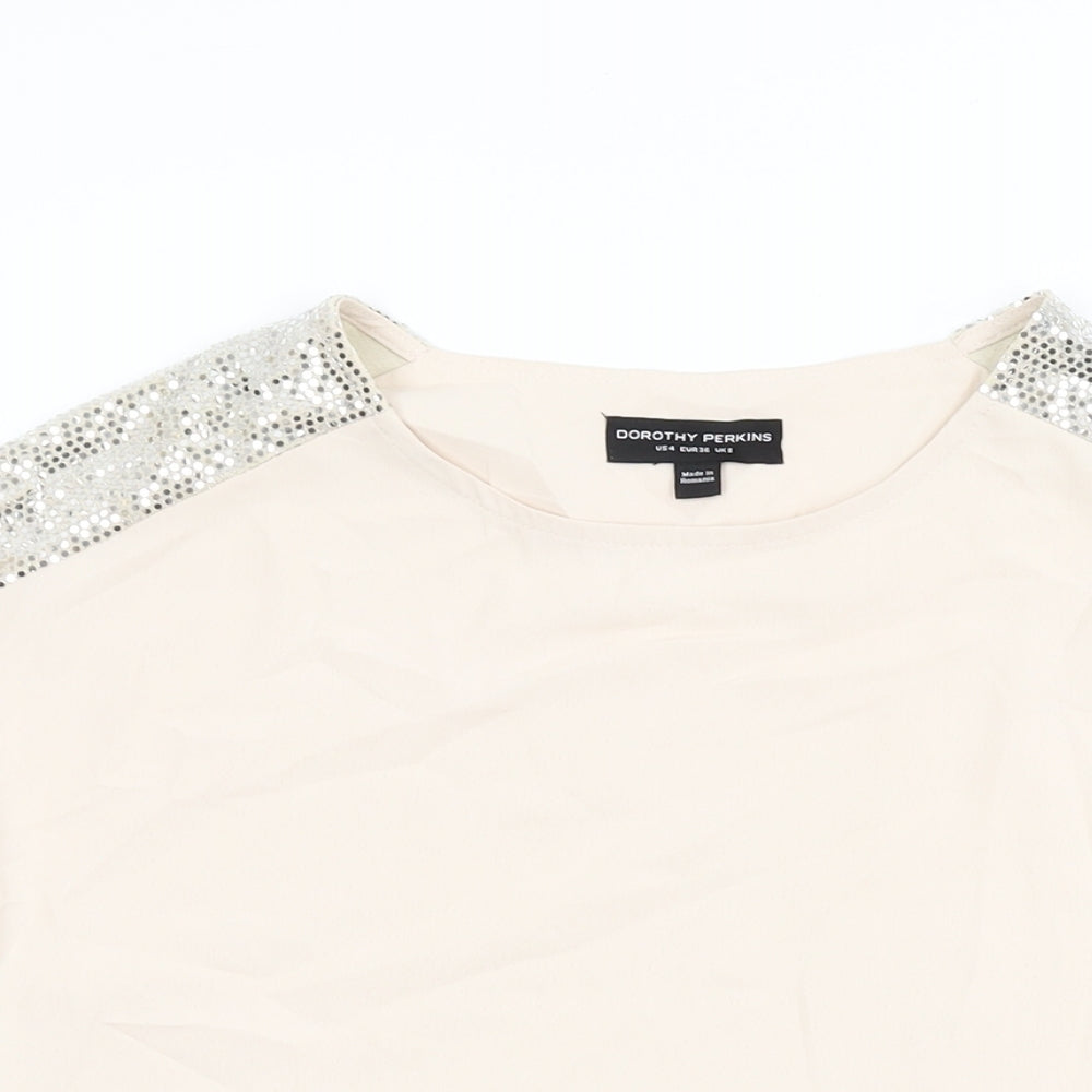 Womens UK Size 8 Dorothy Perkins Beige Basic T-Shirt