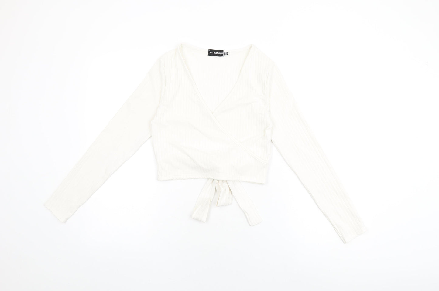 Womens UK Size 10 PRETTYLITTLETHING White Wrap T-Shirt