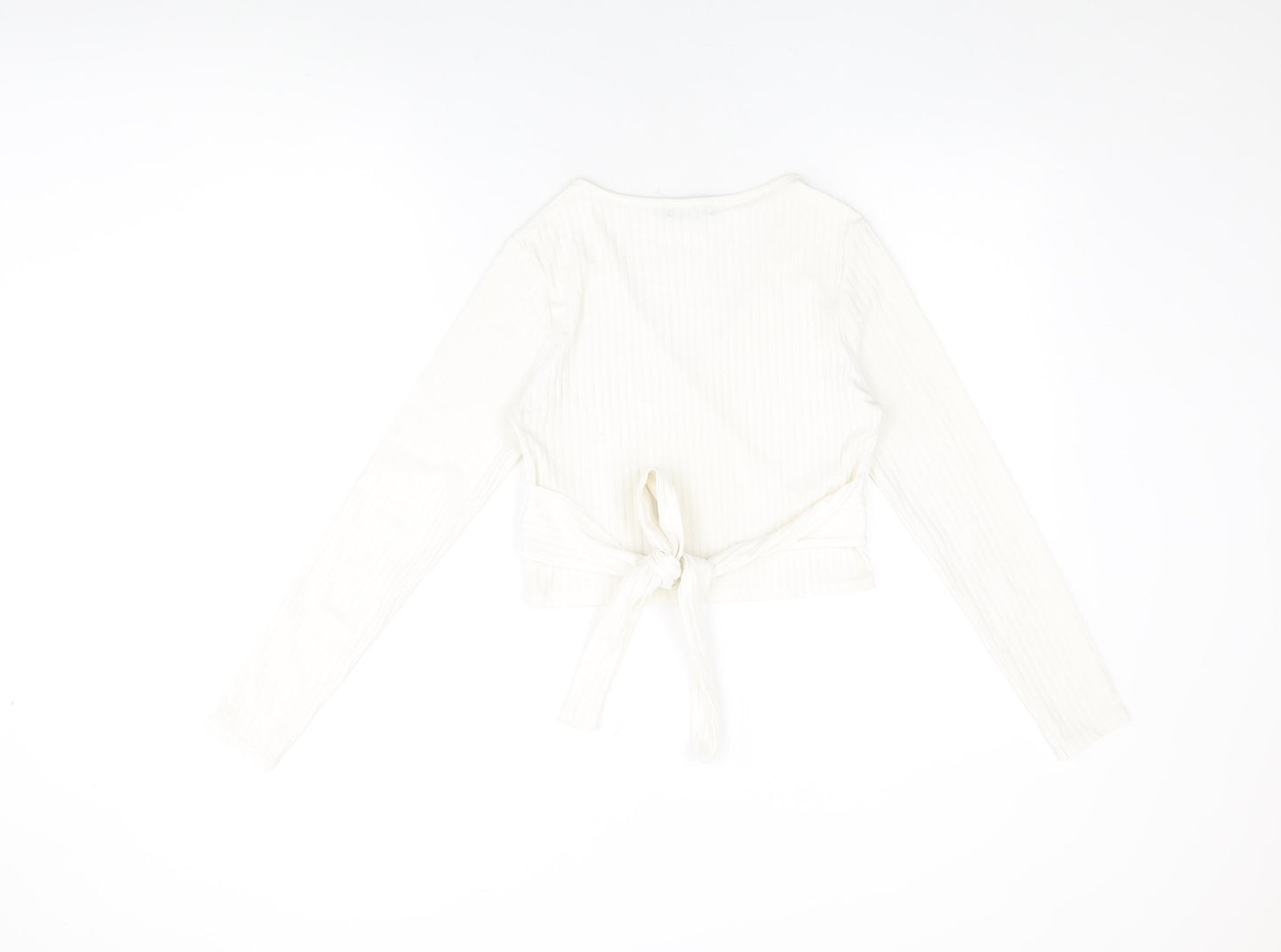 Womens UK Size 10 PRETTYLITTLETHING White Wrap T-Shirt