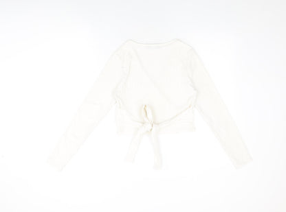 Womens UK Size 10 PRETTYLITTLETHING White Wrap T-Shirt
