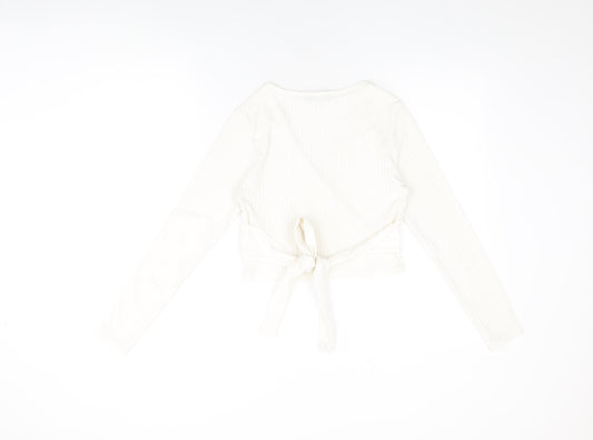 Womens UK Size 10 PRETTYLITTLETHING White Wrap T-Shirt