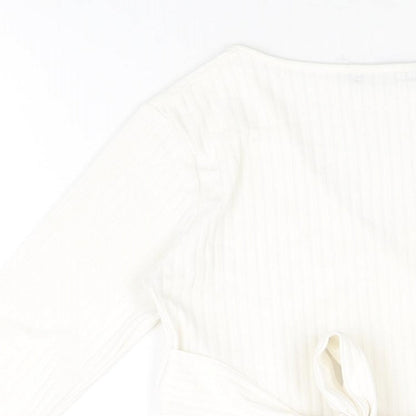 Womens UK Size 10 PRETTYLITTLETHING White Wrap T-Shirt