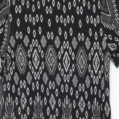 New Look Womens Black Geometric Viscose Mini Size 6 Round Neck Pullover