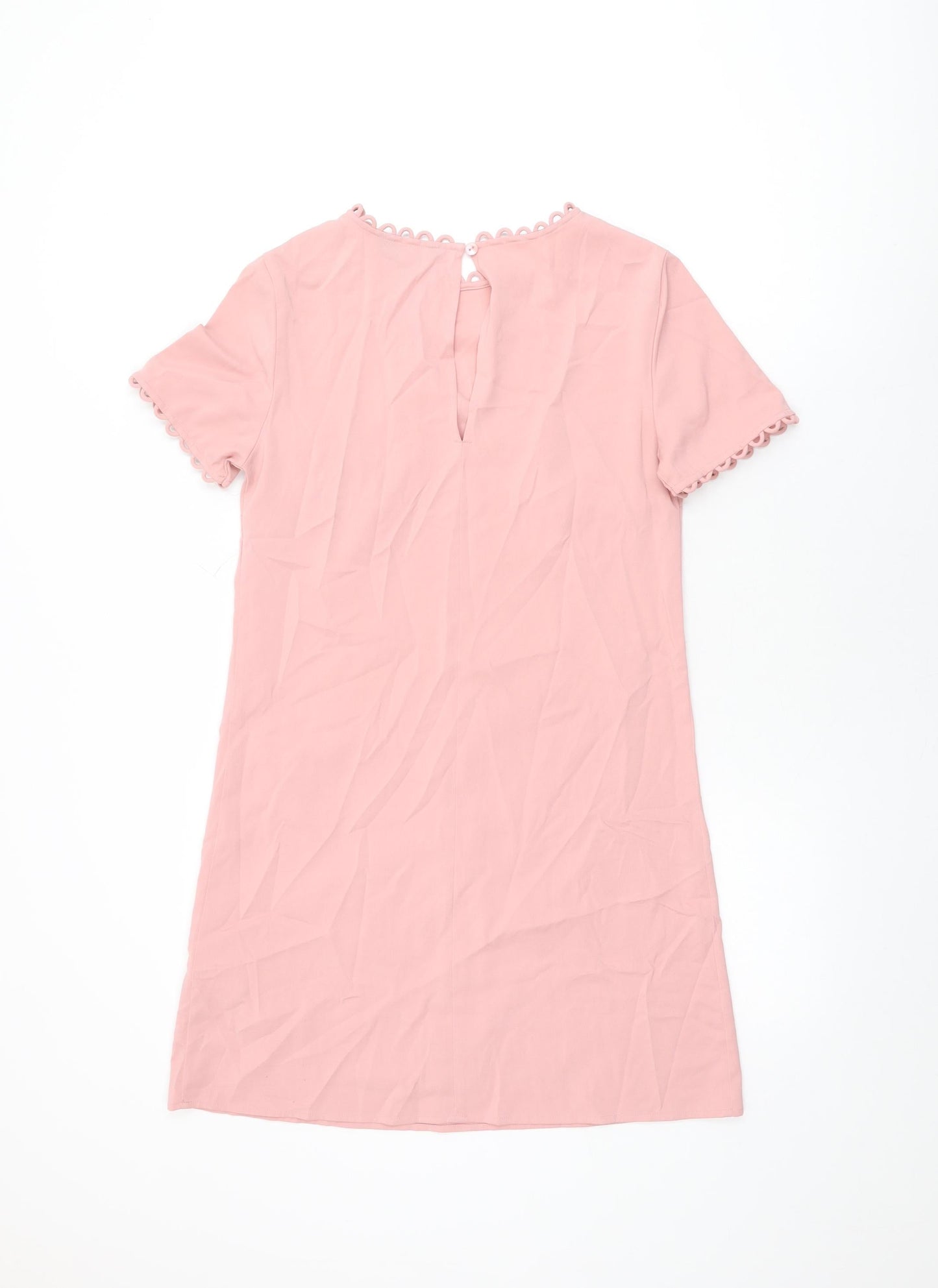 Dorothy Perkins Womens Pink Polyester Shift Size 6 Round Neck Button