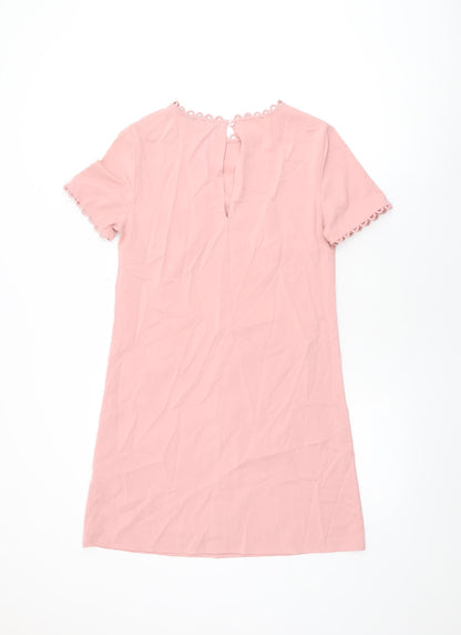 Dorothy Perkins Womens Pink Polyester Shift Size 6 Round Neck Button