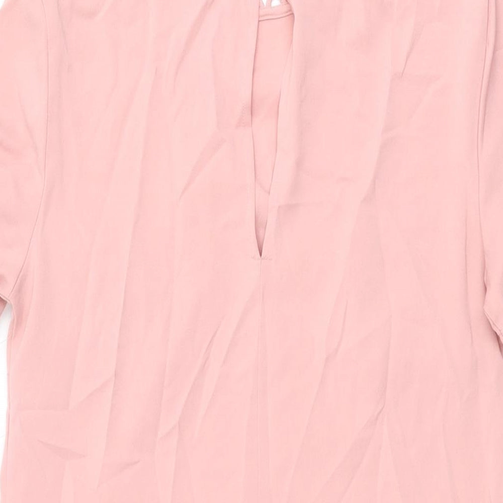 Dorothy Perkins Womens Pink Polyester Shift Size 6 Round Neck Button
