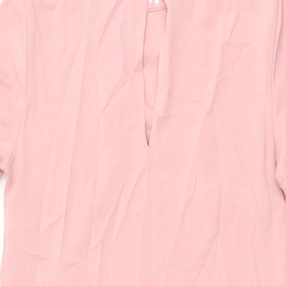 Dorothy Perkins Womens Pink Polyester Shift Size 6 Round Neck Button