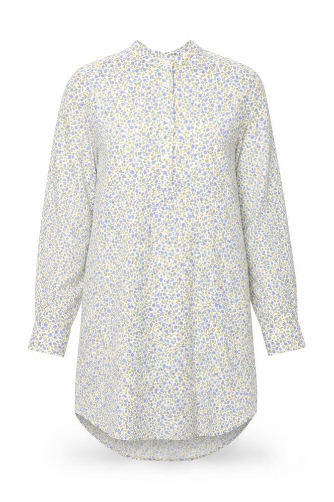 Lands' End Womens White Floral Cotton Shift Size S Round Neck Button