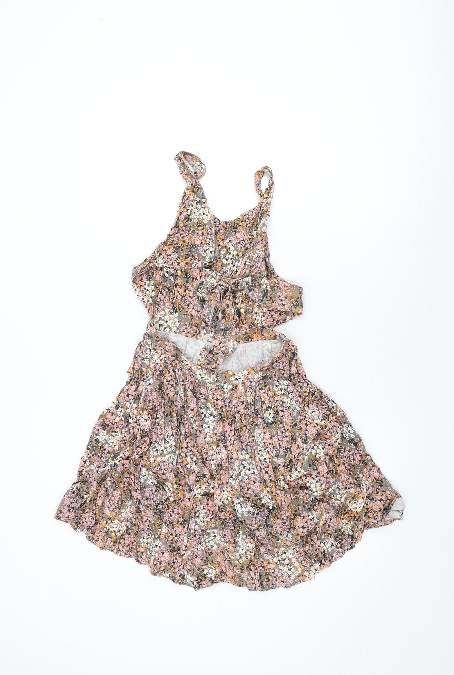 Somedays Lovin Womens Multicoloured Floral Viscose Skater Dress Size S Round Neck Zip