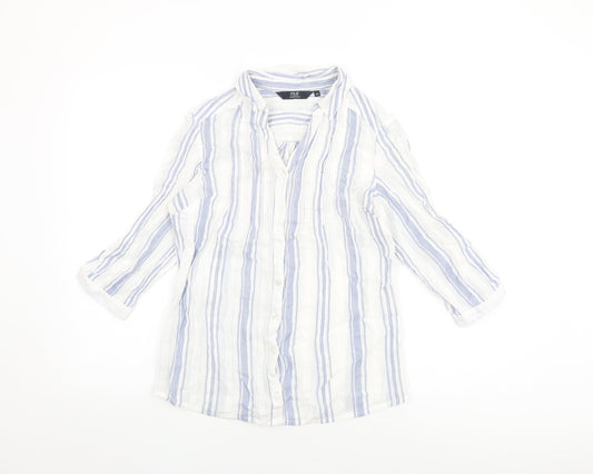Womens UK Size 10 Isle Essentials White Basic Button-Up