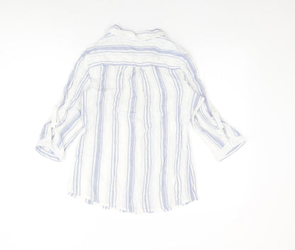 Womens UK Size 10 Isle Essentials White Basic Button-Up