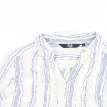 Womens UK Size 10 Isle Essentials White Basic Button-Up