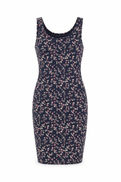 Dou Womens Blue Floral Cotton Bodycon Size S Round Neck Pullover