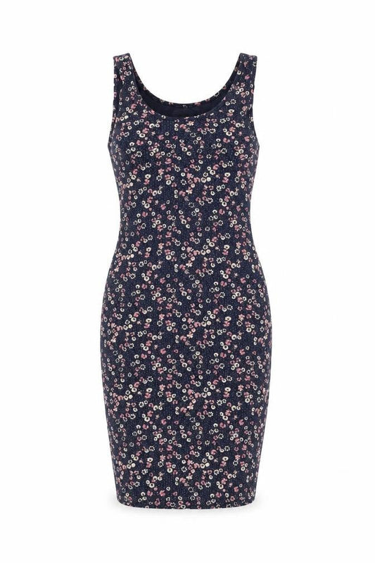 Dou Womens Blue Floral Cotton Bodycon Size S Round Neck Pullover