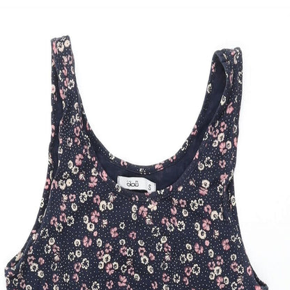 Dou Womens Blue Floral Cotton Bodycon Size S Round Neck Pullover