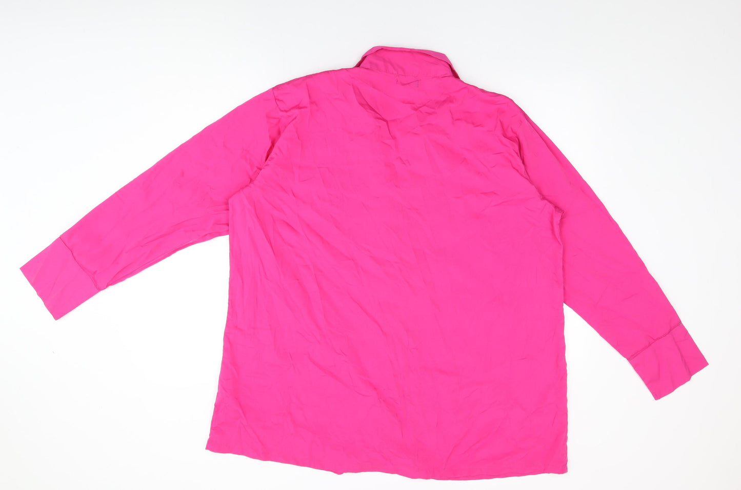 Boohoo Womens Pink Polyester Basic Button-Up Size 16 Collared