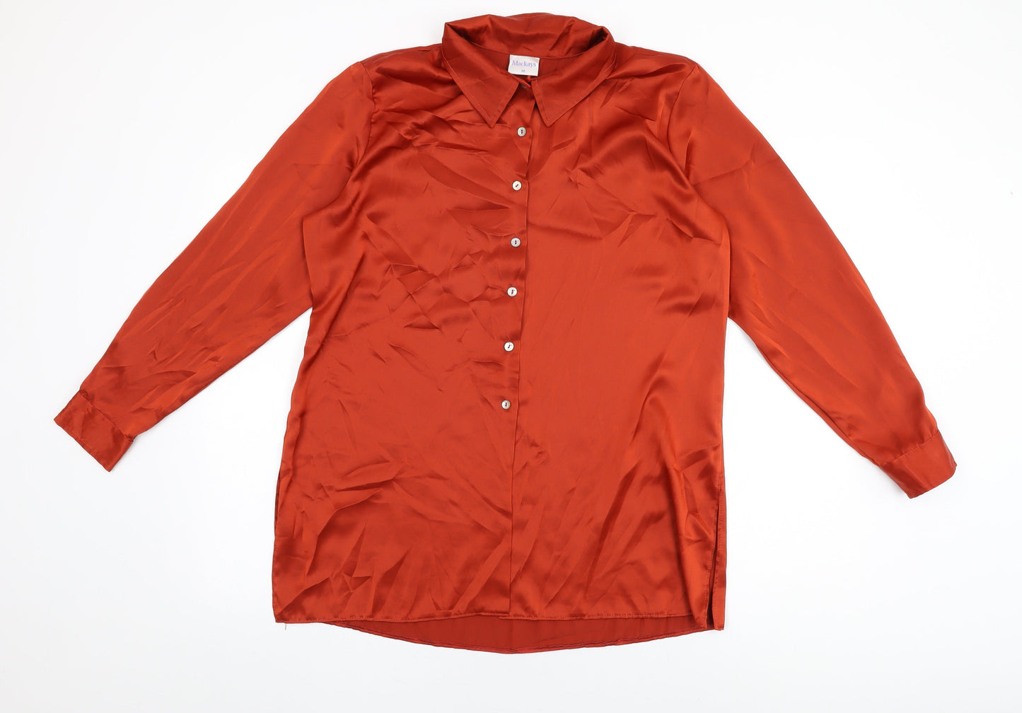 Womens UK Size 16 Mackays Red Basic Button-Up