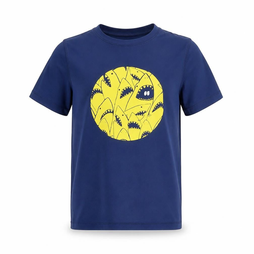 Gap Boys Blue Polyester Basic T-Shirt Size S Round Neck Pullover - Shark, Swim Top