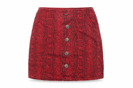 /Denim Womens Red Animal Print Cotton Mini Skirt Size 8 Button