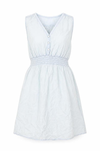 H&M Womens Blue Lyocell Shift Size S V-Neck Button