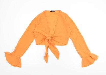 Womens UK Size 10 PRETTYLITTLETHING Orange Cropped Blouse