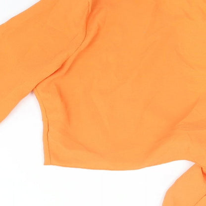 Womens UK Size 10 PRETTYLITTLETHING Orange Cropped Blouse