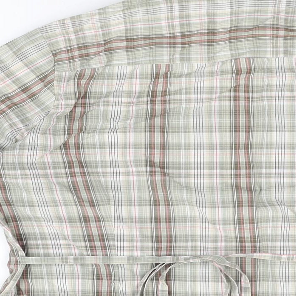 EWM Womens Green Plaid Cotton Basic Button-Up Size 14 Collared