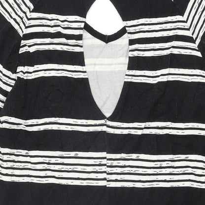 Saint Tropez Womens Black Striped Viscose Shift Size XS Round Neck Pullover