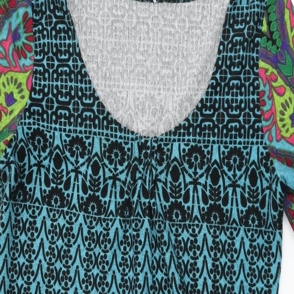 Purplish Womens Blue Geometric Polyester Shift Size S Round Neck Pullover